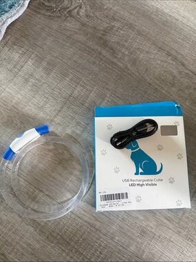 USB Rechargeable LED Pet Collar - Blue/White